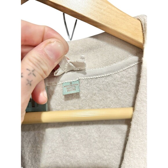 Anthropologies HWR Monogram Wool Cardigan Tan W/ Scarf Womens Size Small - Picture 3 of 6